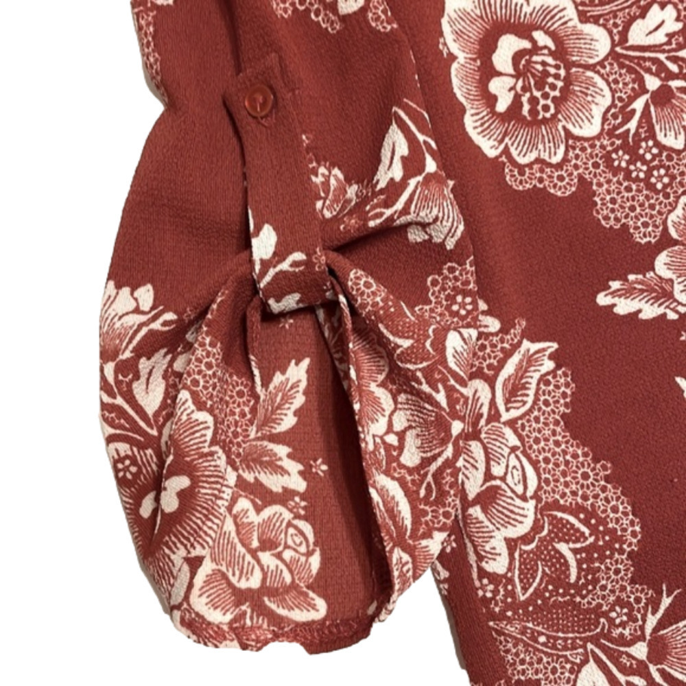 Pink Rose Floral 3/4 Sleeve Blouse - Picture 8 of 10